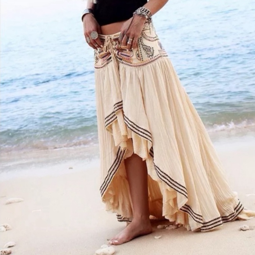 Free People Sun Rises In the East High Low Maxi Skirt NEW WITH TAGS.  RARE!!